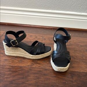 Black Wedge Sandals